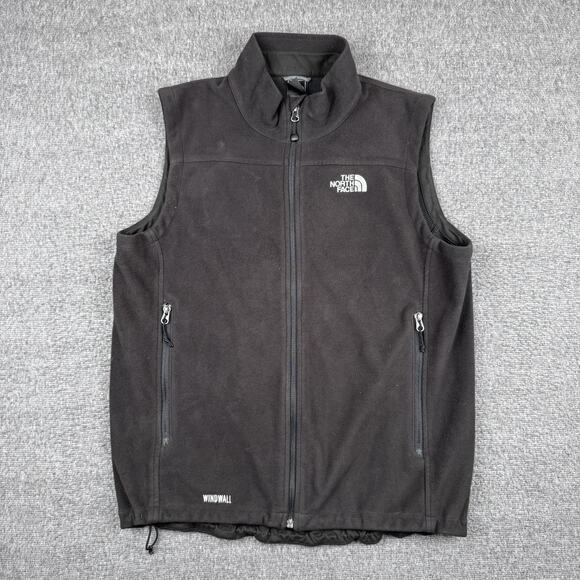 Vintage The North Face Fleece Vest Men's Medium Black Outdoor Windwall Y2K - Picture 1 of 8